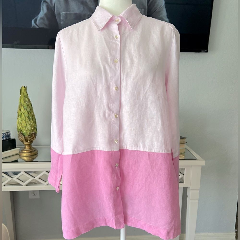 ILinen Pink Linen button down shirt